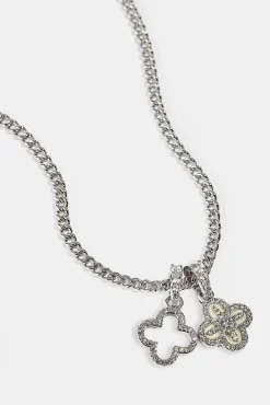 Double Star Motif Necklace - 8mm - White