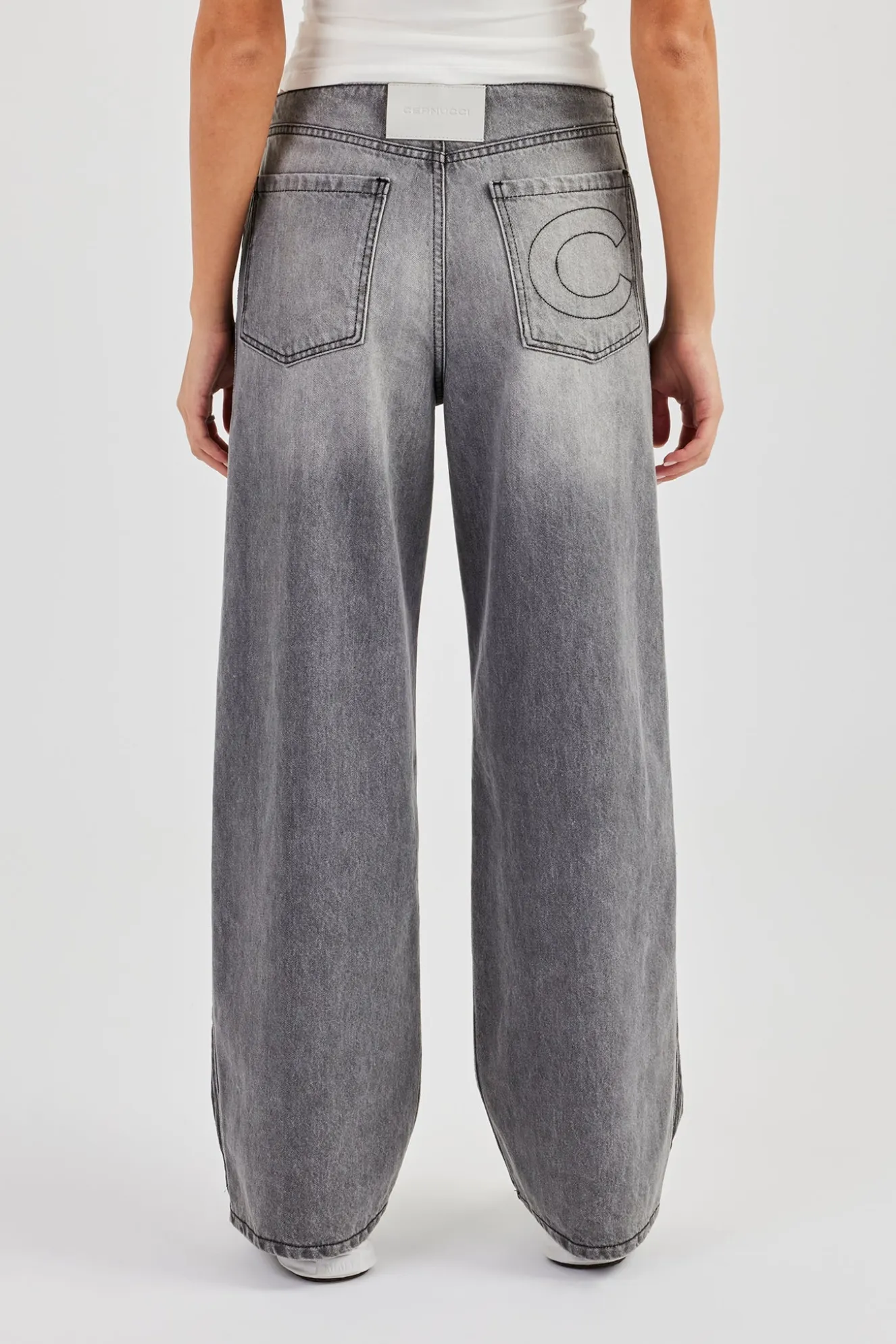 Double Stripe Baggy Jean - Washed Grey