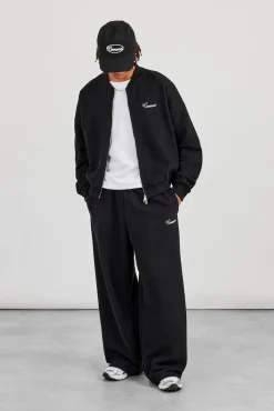 Embroidered Baggy Jogger - Black