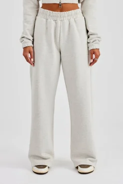 Embroidered Cernucci Wide Leg Jogger - Ash Grey