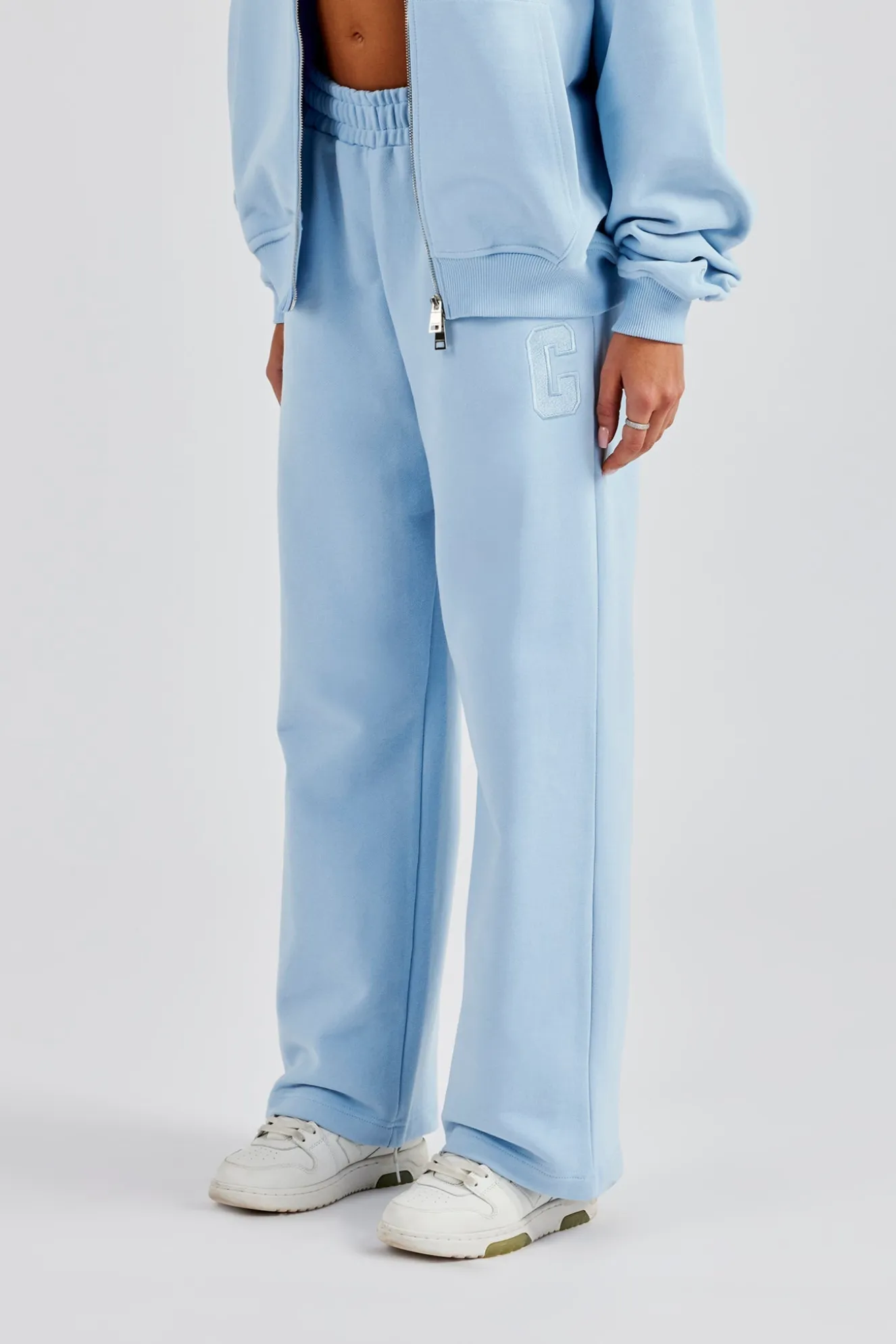 Embroidered C Jogger - Baby Blue