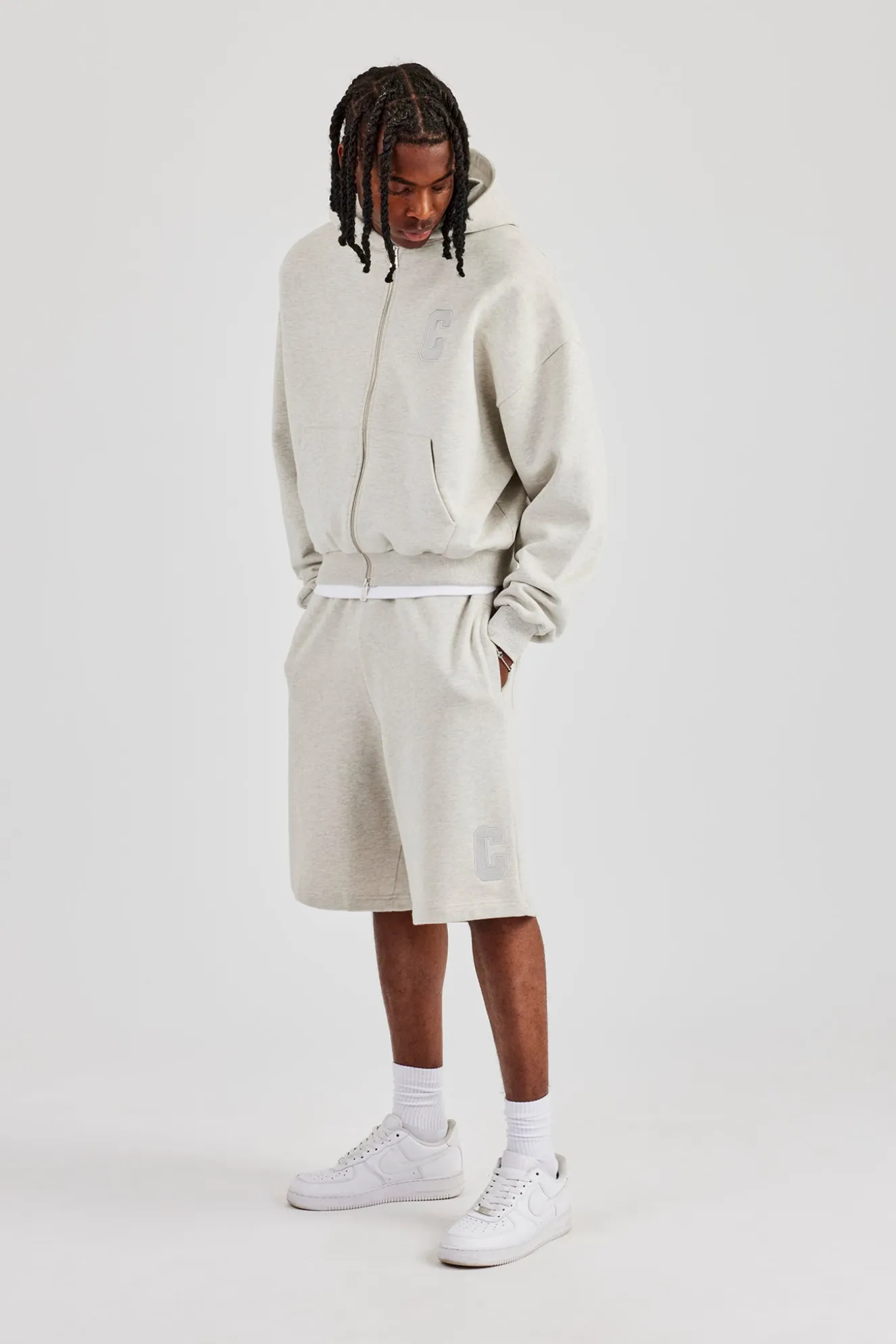 Embroidered C Jort - Ash Grey