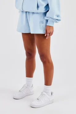 Embroidered C Short - Blue