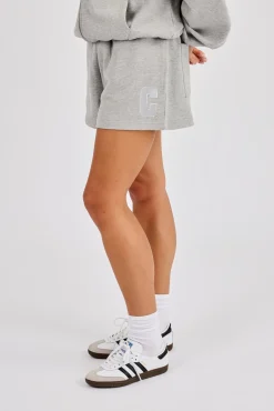 Embroidered C Short - Grey Marl