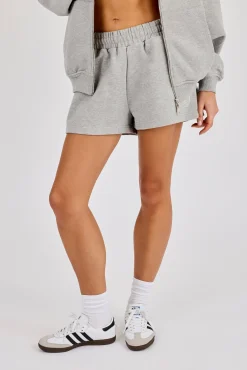 Embroidered C Short - Grey Marl
