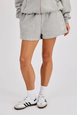 Embroidered C Short - Grey Marl