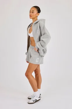 Embroidered C Short - Grey Marl