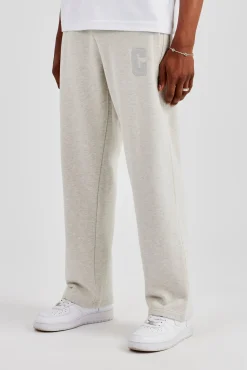 Embroidered C Straight Leg Jogger - Ash Grey