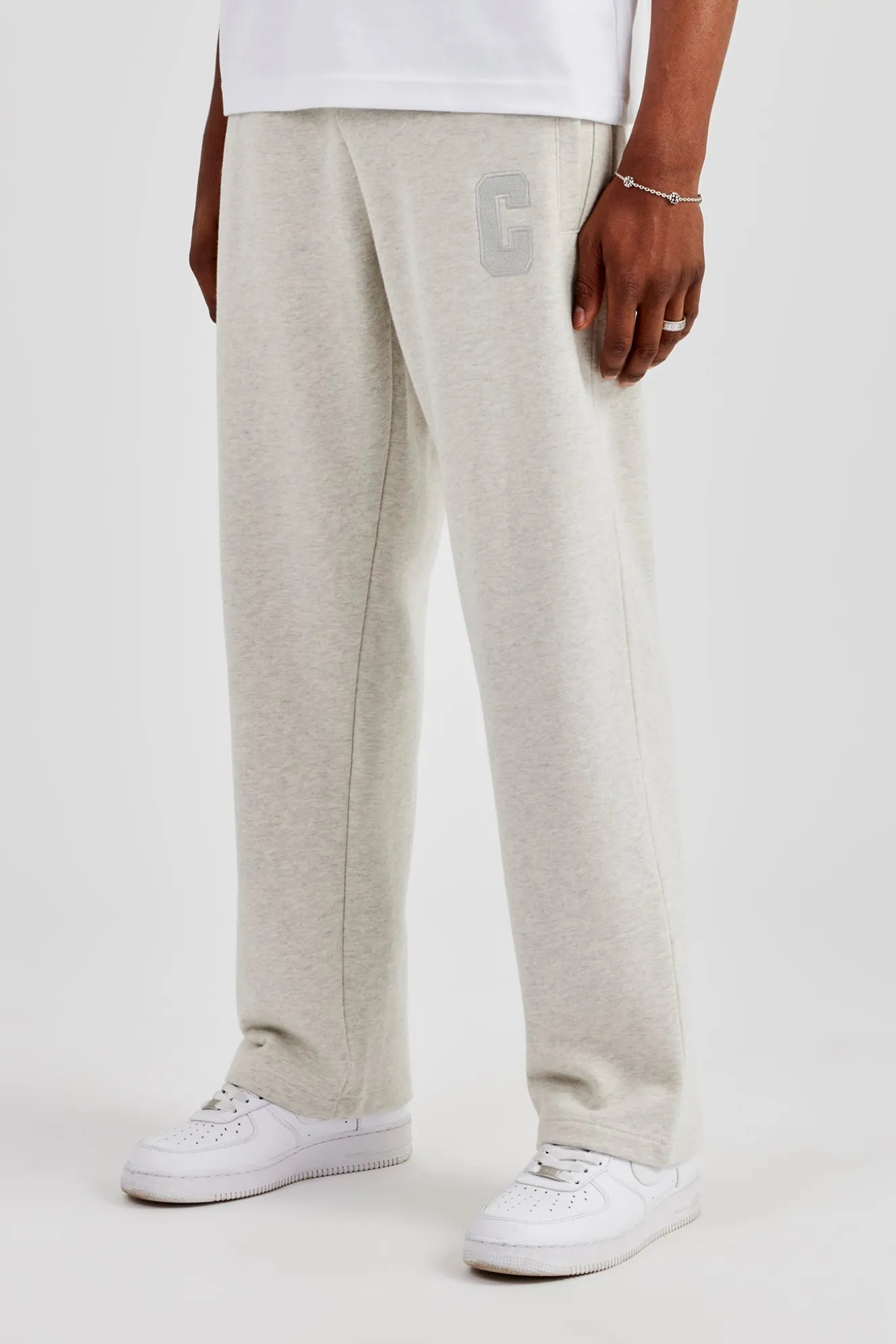 Embroidered C Straight Leg Jogger - Ash Grey