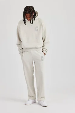 Embroidered C Straight Leg Jogger - Ash Grey