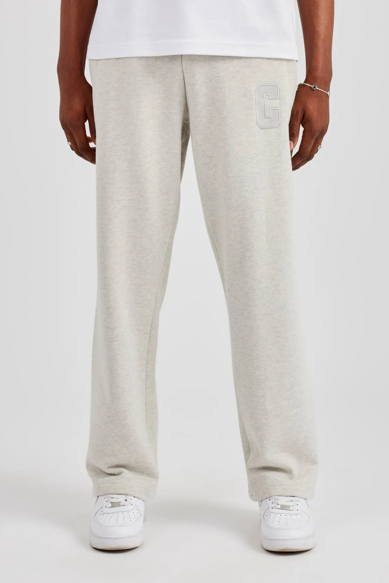 Embroidered C Straight Leg Jogger - Ash Grey