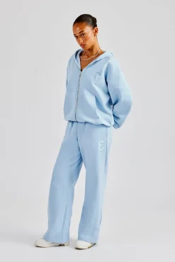 Embroidered C Zip Through Tracksuit - Baby Blue