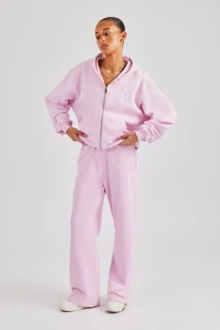 Embroidered C Zip Through Tracksuit - Pink