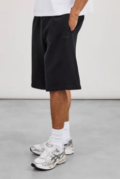 Embroidered Jersey Jort - Black
