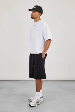 Embroidered Jersey Jort - Black