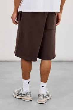 Embroidered Jersey Jort - Coffee