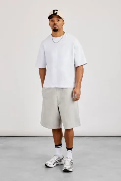 Embroidered Jersey Jort - Grey Marl