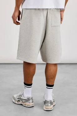Embroidered Jersey Jort - Grey Marl