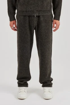 Embroidered Knitted Jogger - Chocolate