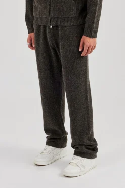 Embroidered Knitted Jogger - Chocolate