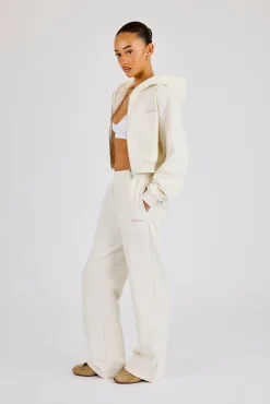Embroidered Logo Wide Leg Jogger - Off White