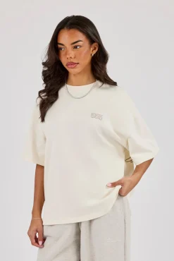 555 Embroidered Oversized T-Shirt - Off White
