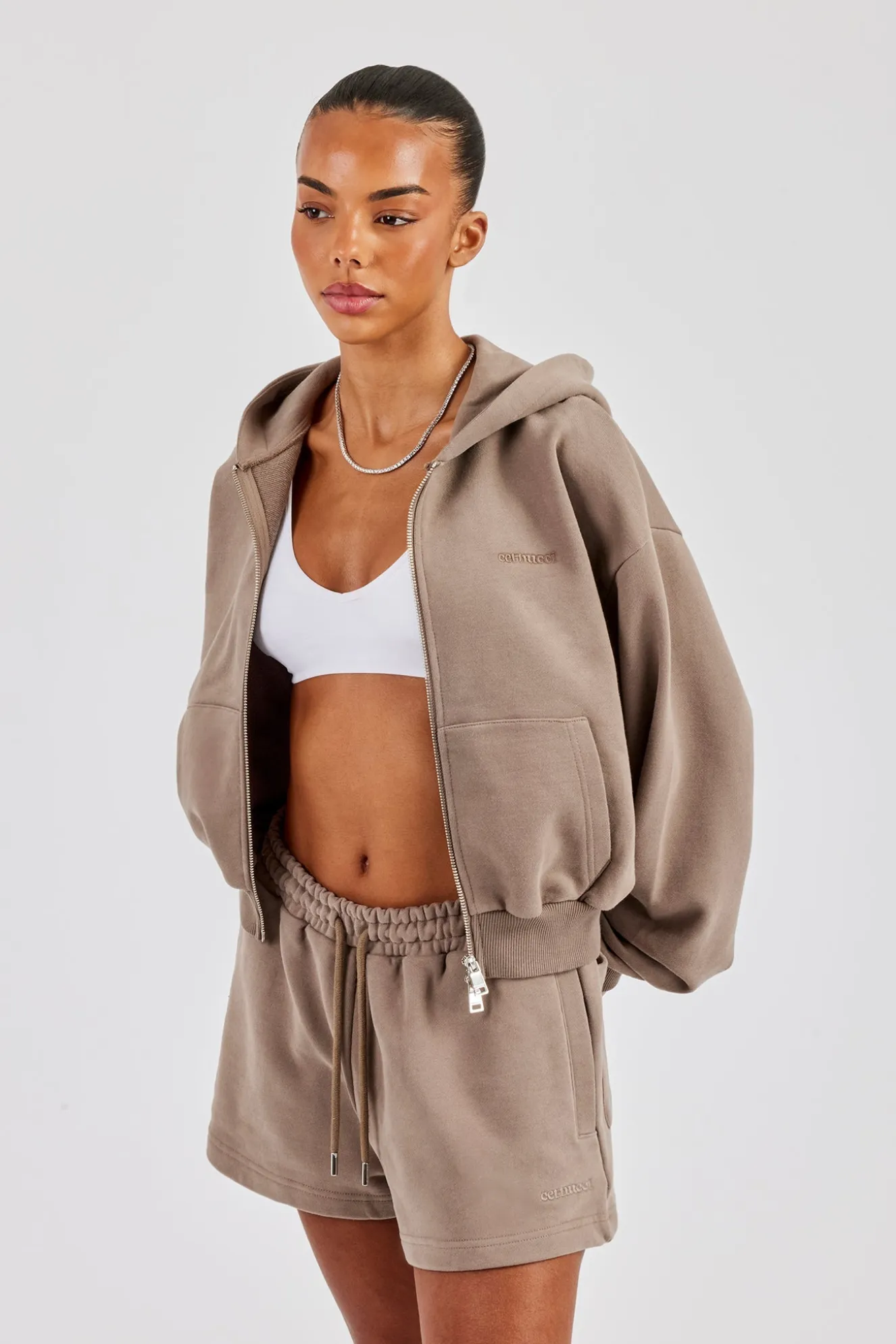 Embroidered Short - Taupe
