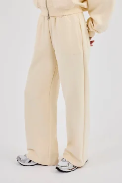 Embroidered Wide Leg Jogger - Butter Yellow