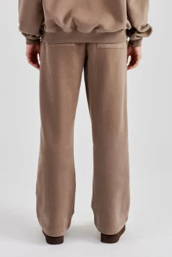 Embroidered Wide Leg Jogger - Taupe