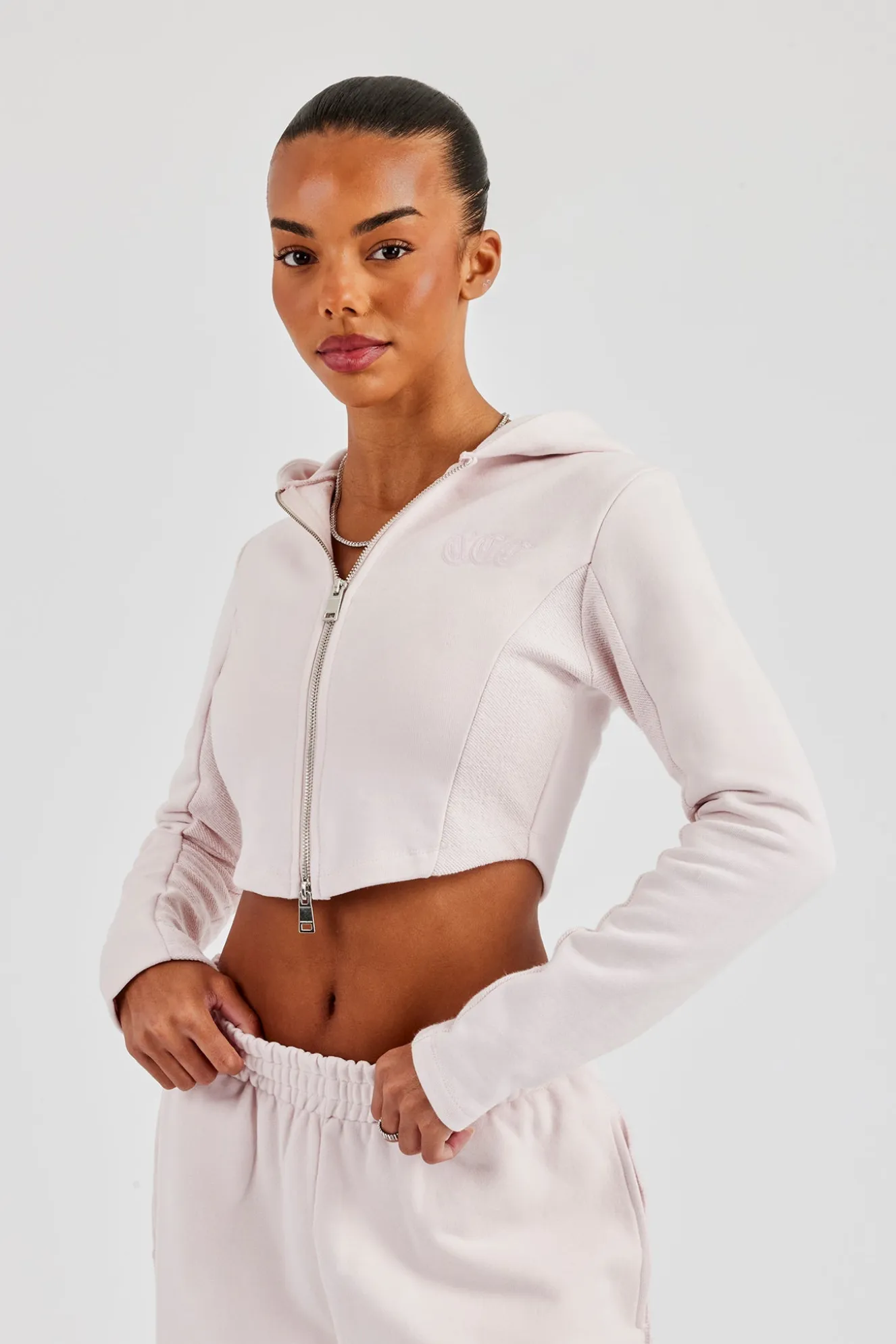 Fitted Reverse Loopback Hoodie - Light Pink
