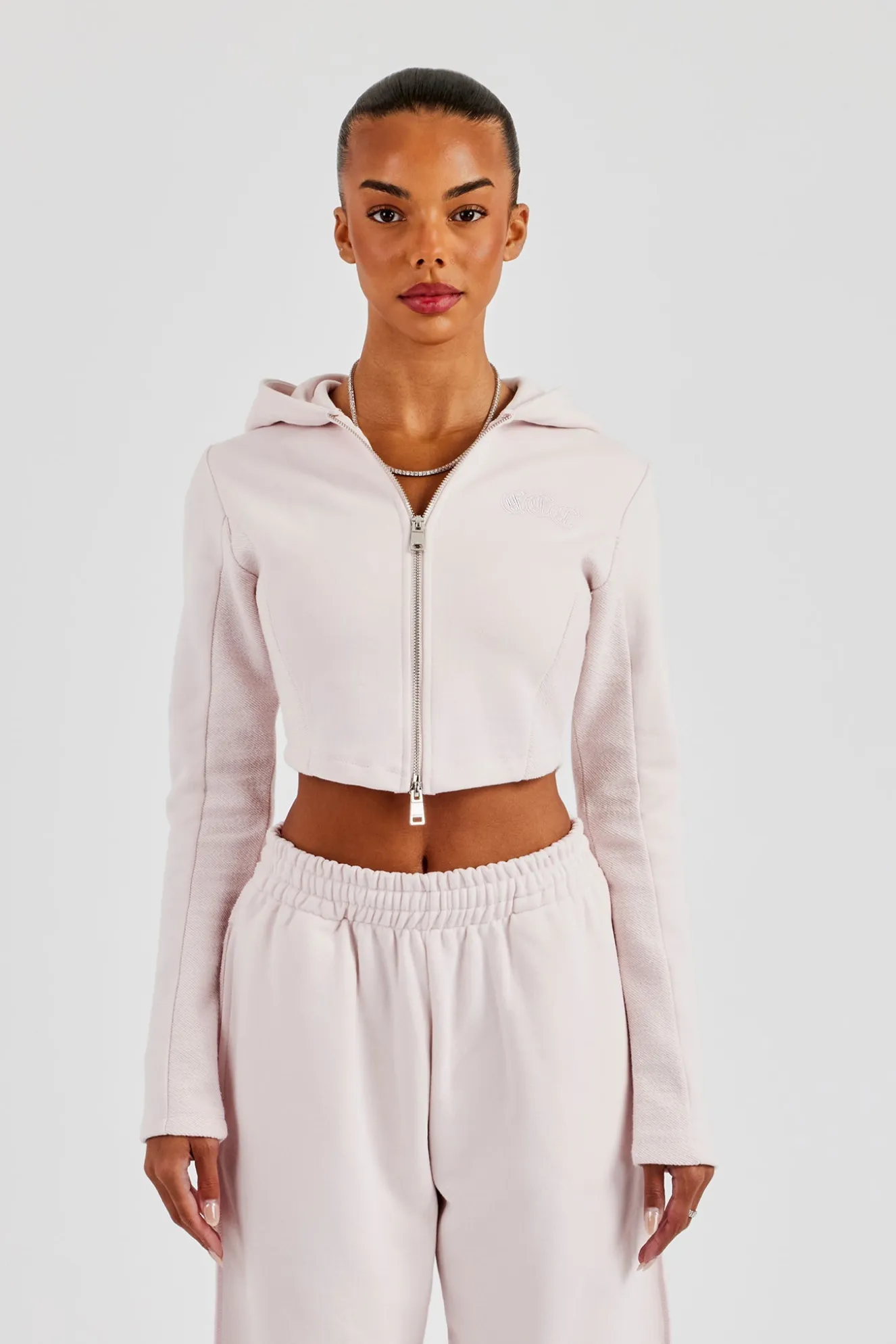 Fitted Reverse Loopback Hoodie - Light Pink