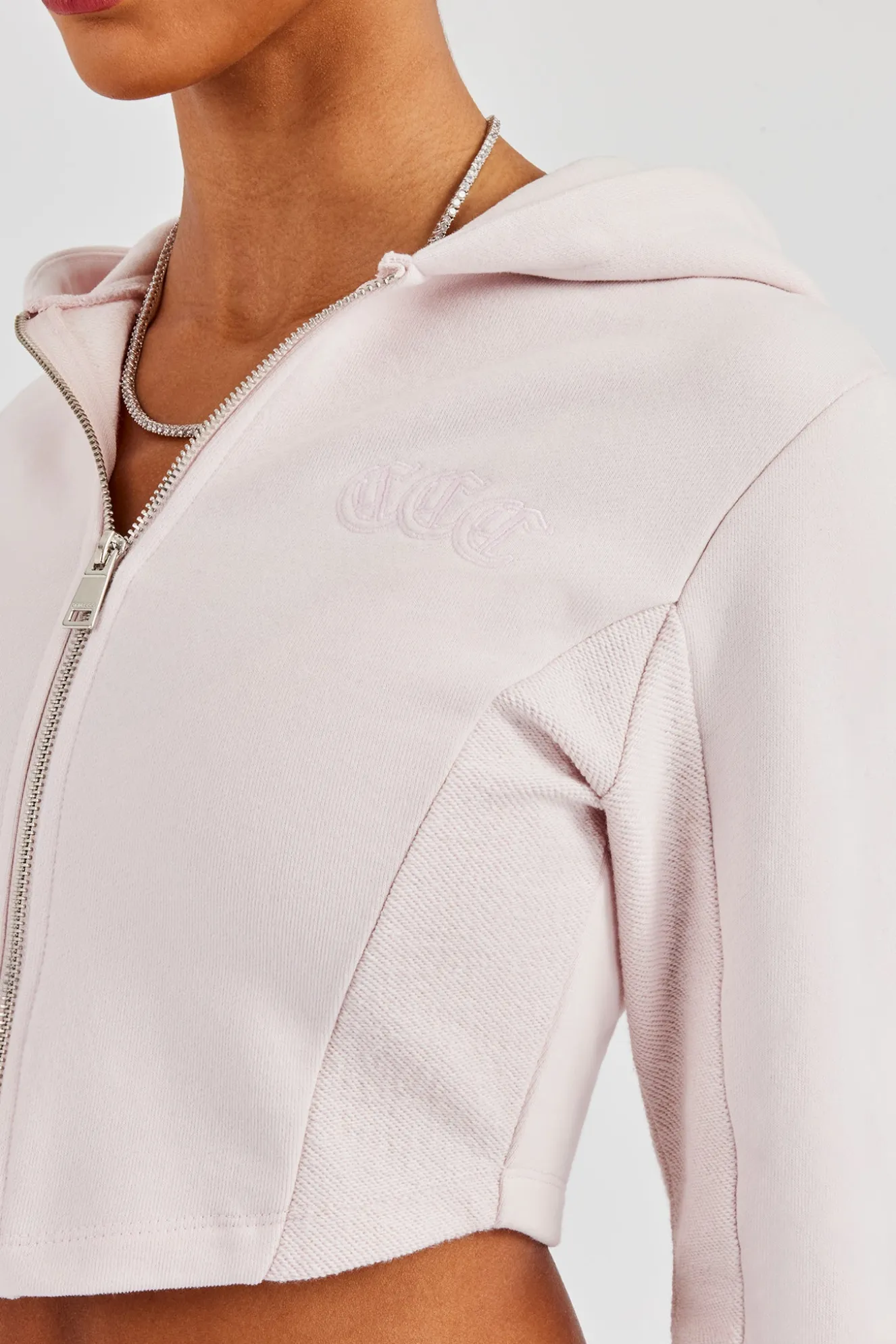 Fitted Reverse Loopback Hoodie - Light Pink