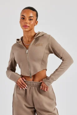 Fitted Reverse Loopback Hoodie - Taupe