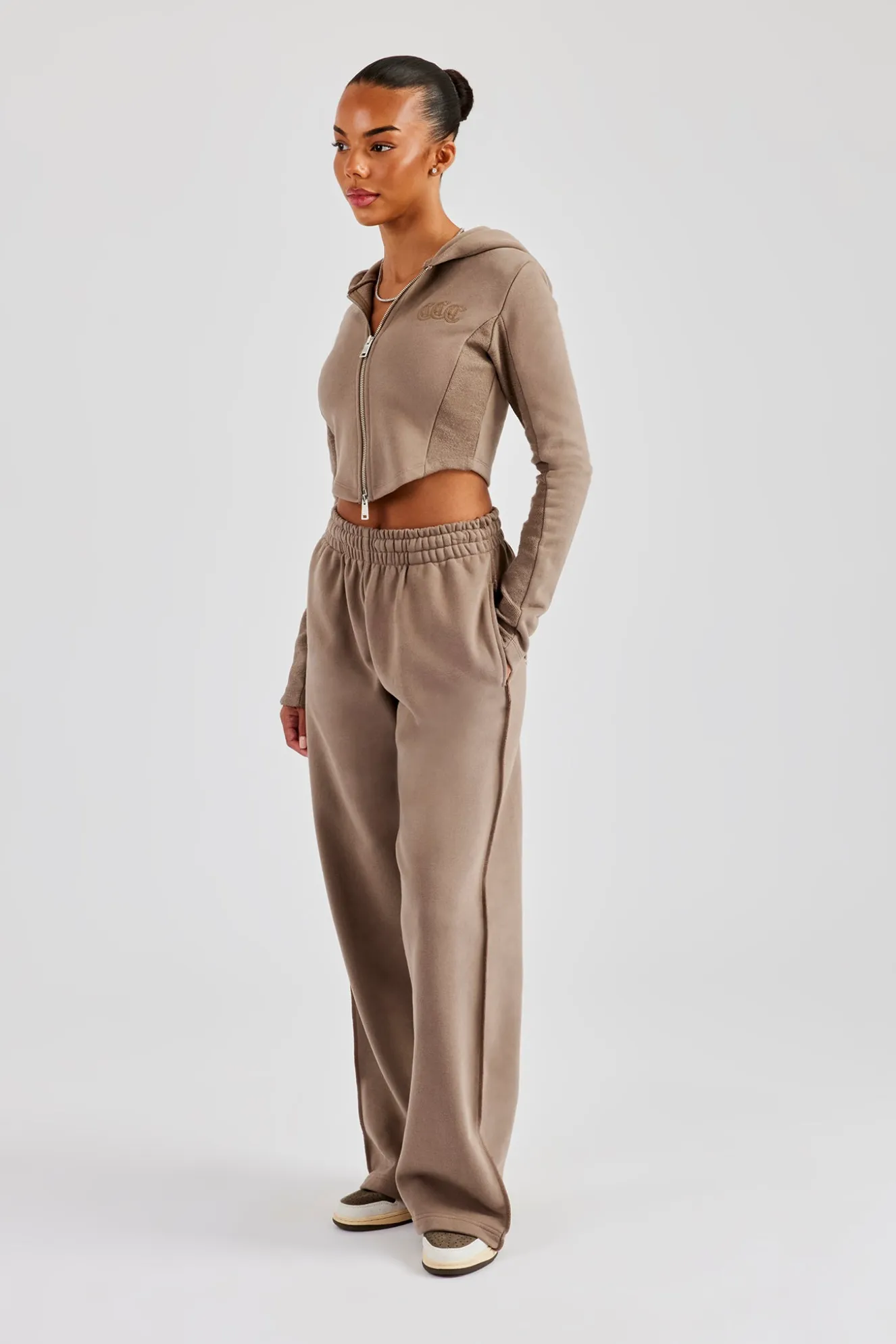 Fitted Reverse Loopback Hoodie - Taupe
