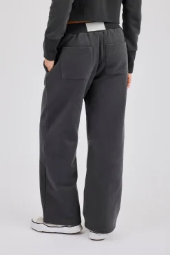 Fitted Rib Zip Through Sweat & Wide Leg Jogger - Charcoal