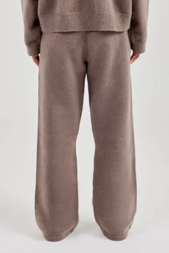 Fluffy Intarsia Wide Leg Jogger - Taupe