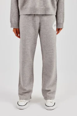 Fluffy Intarsia Wide Leg Jogger - Grey