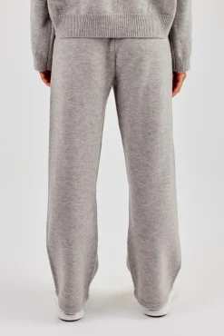 Fluffy Intarsia Wide Leg Jogger - Grey