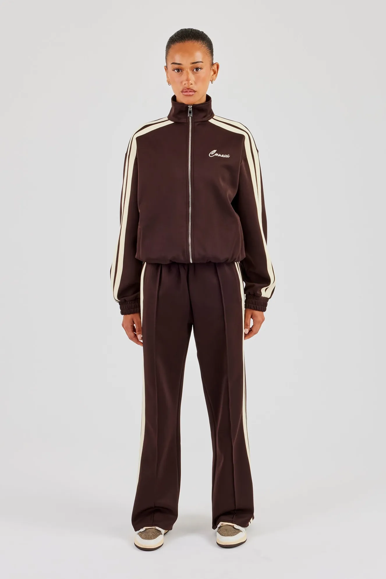 Funnel Neck Butter Yellow Taping Zip Through Tracksuit