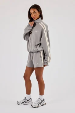 Funnel Neck Taping Jacket & Shorts - Grey
