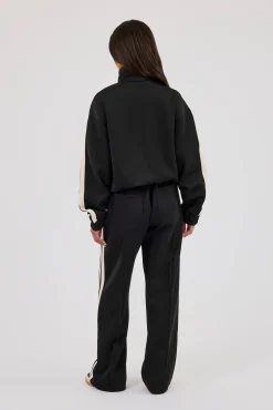 Funnel Neck Taping Jacket & Wide Leg Jogger - Black