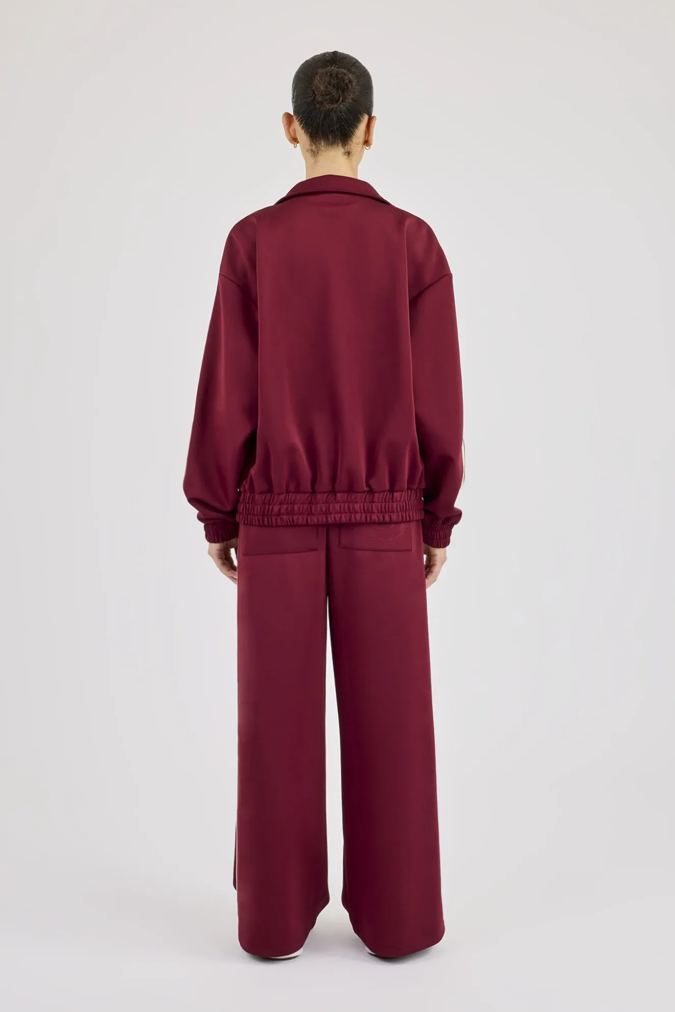 Funnel Neck Taping Track Jacket & Super Baggy Taping Pant - Burgundy