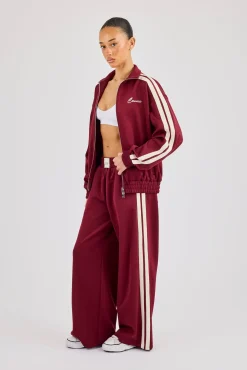 Funnel Neck Taping Track Jacket - Burgundy