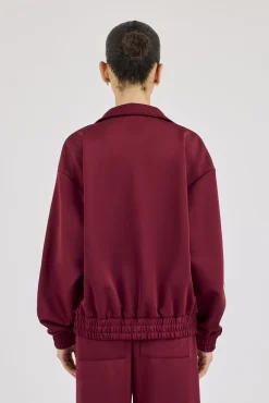 Funnel Neck Taping Track Jacket - Burgundy