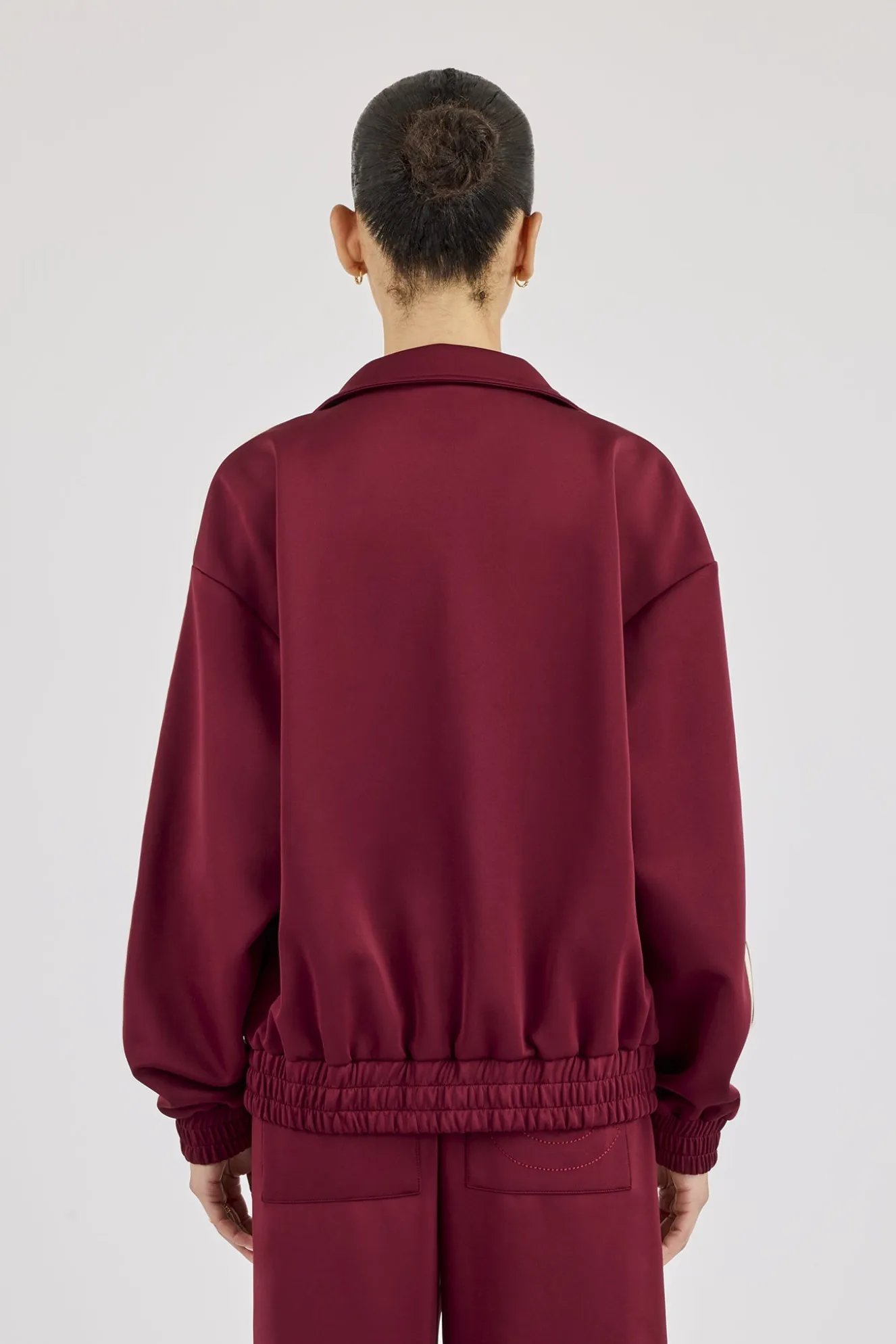 Funnel Neck Taping Track Jacket - Burgundy