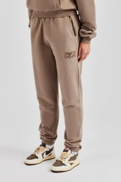 Glitter Applique Cuffed Jogger - Taupe