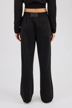 Glitter Wide Leg Jogger - Black
