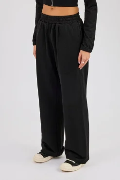 Glitter Wide Leg Jogger - Black