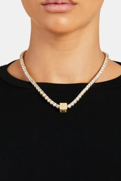 Gold Plated Iced B Letter Block Pendant
