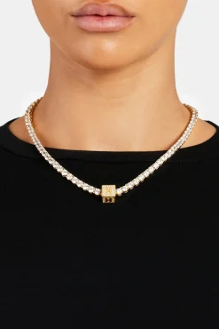Gold Plated Iced H Letter Block Pendant